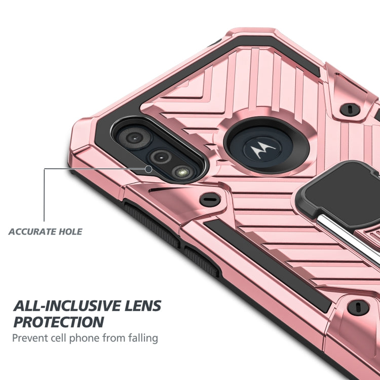 For Motorola Moto E6s (2020) Cool Armor PC + TPU Shockproof Case with 360 Degree Rotation Ring Holder