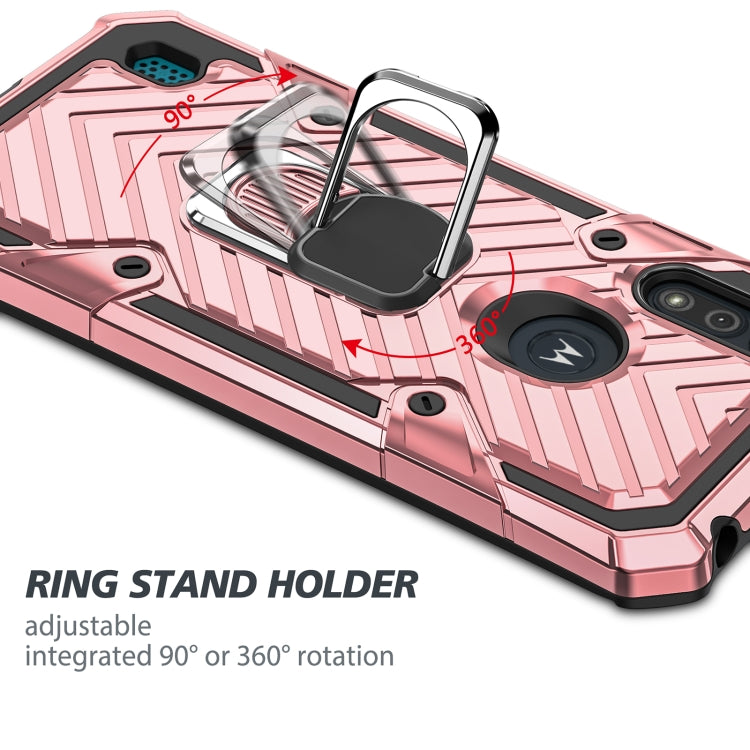 For Motorola Moto E6s (2020) Cool Armor PC + TPU Shockproof Case with 360 Degree Rotation Ring Holder
