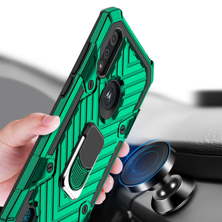For Motorola Moto E6s (2020) Cool Armor PC + TPU Shockproof Case with 360 Degree Rotation Ring Holder