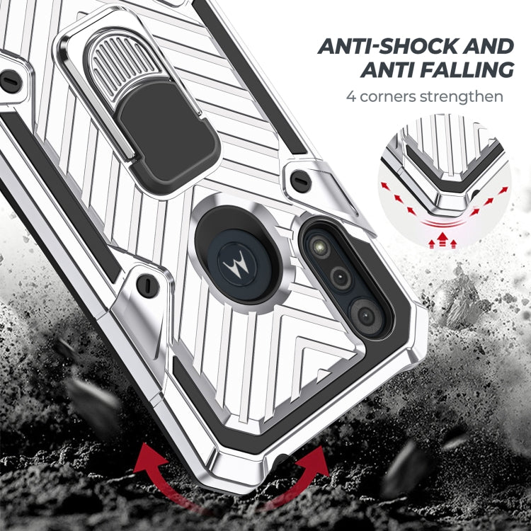 For Motorola Moto E6s (2020) Cool Armor PC + TPU Shockproof Case with 360 Degree Rotation Ring Holder