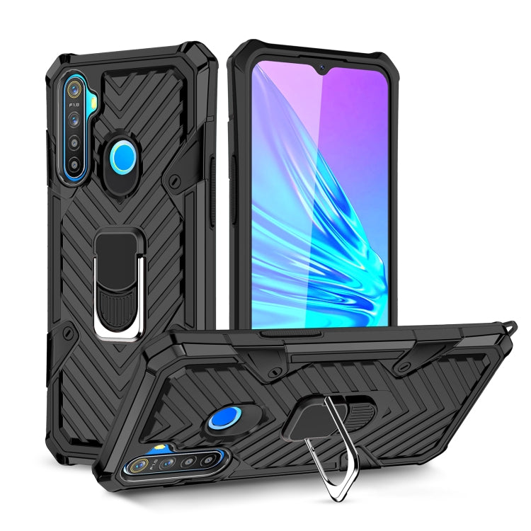 For OPPO Realme 5 Cool Armor PC + TPU Shockproof Case with 360 Degree Rotation Ring Holder