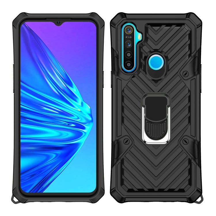 For OPPO Realme 5 Cool Armor PC + TPU Shockproof Case with 360 Degree Rotation Ring Holder