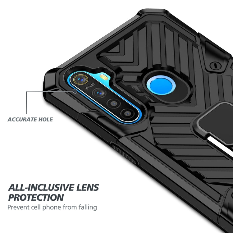 For OPPO Realme 5 Cool Armor PC + TPU Shockproof Case with 360 Degree Rotation Ring Holder