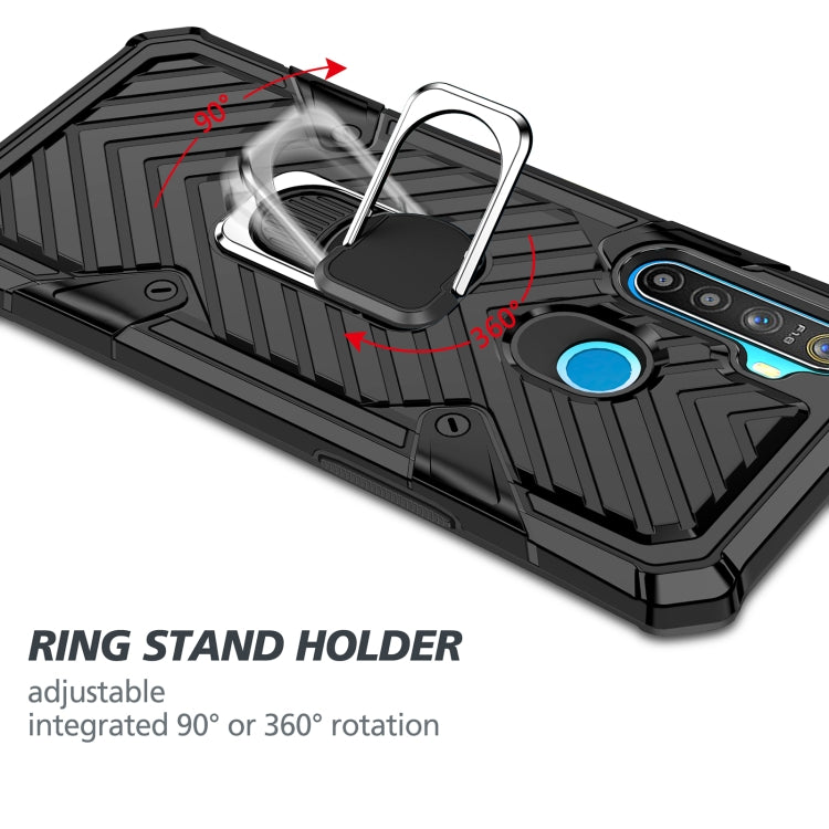 For OPPO Realme 5 Cool Armor PC + TPU Shockproof Case with 360 Degree Rotation Ring Holder