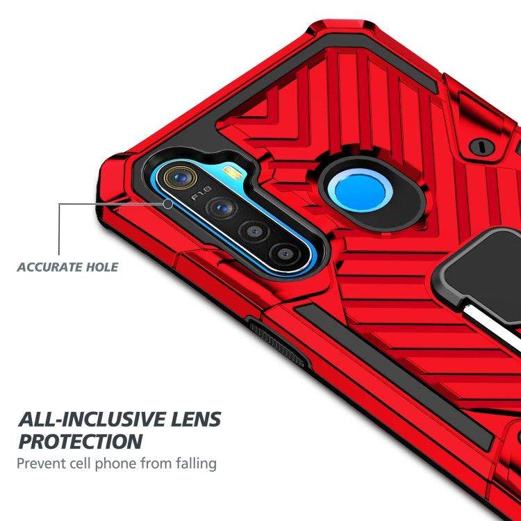 For OPPO Realme 5 Cool Armor PC + TPU Shockproof Case with 360 Degree Rotation Ring Holder