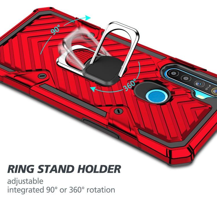 For OPPO Realme 5 Cool Armor PC + TPU Shockproof Case with 360 Degree Rotation Ring Holder