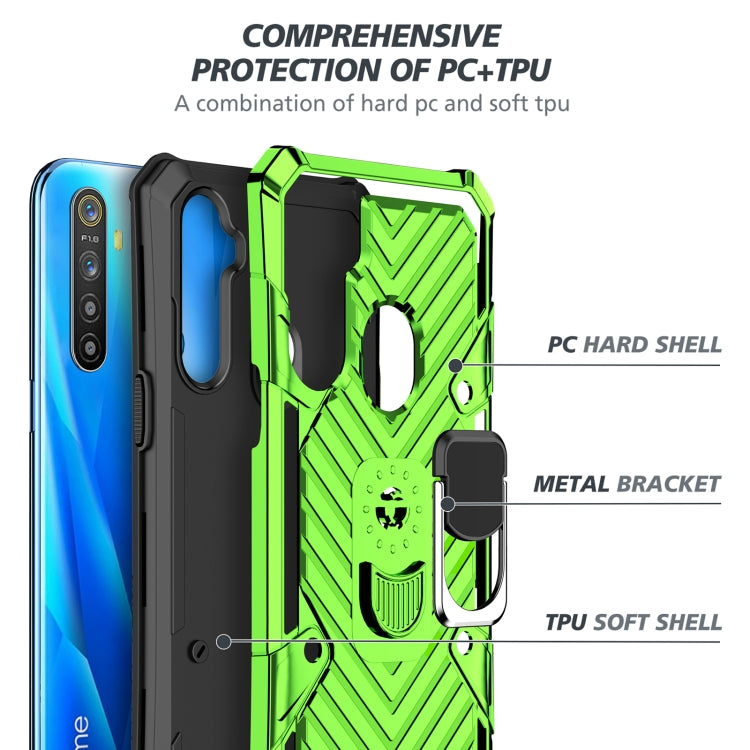For OPPO Realme 5 Cool Armor PC + TPU Shockproof Case with 360 Degree Rotation Ring Holder