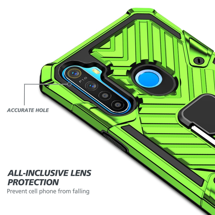 For OPPO Realme 5 Cool Armor PC + TPU Shockproof Case with 360 Degree Rotation Ring Holder