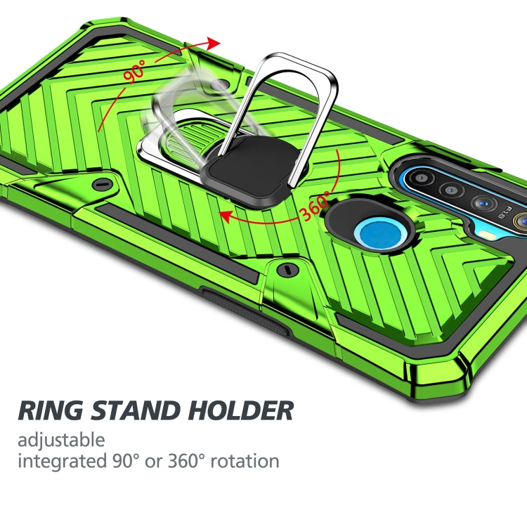For OPPO Realme 5 Cool Armor PC + TPU Shockproof Case with 360 Degree Rotation Ring Holder