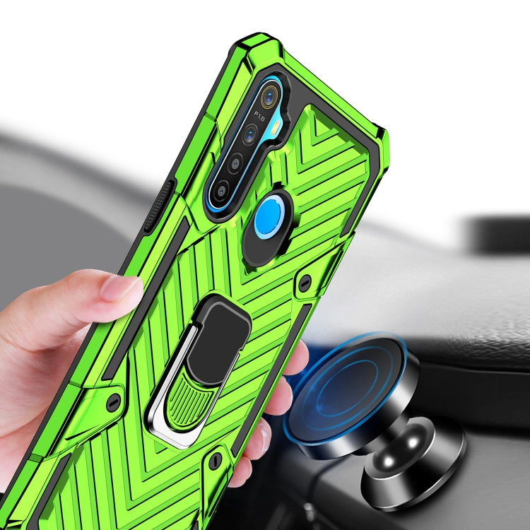 For OPPO Realme 5 Cool Armor PC + TPU Shockproof Case with 360 Degree Rotation Ring Holder