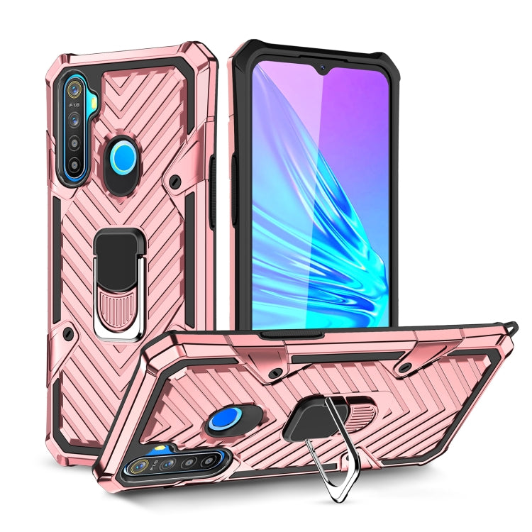 For OPPO Realme 5 Cool Armor PC + TPU Shockproof Case with 360 Degree Rotation Ring Holder
