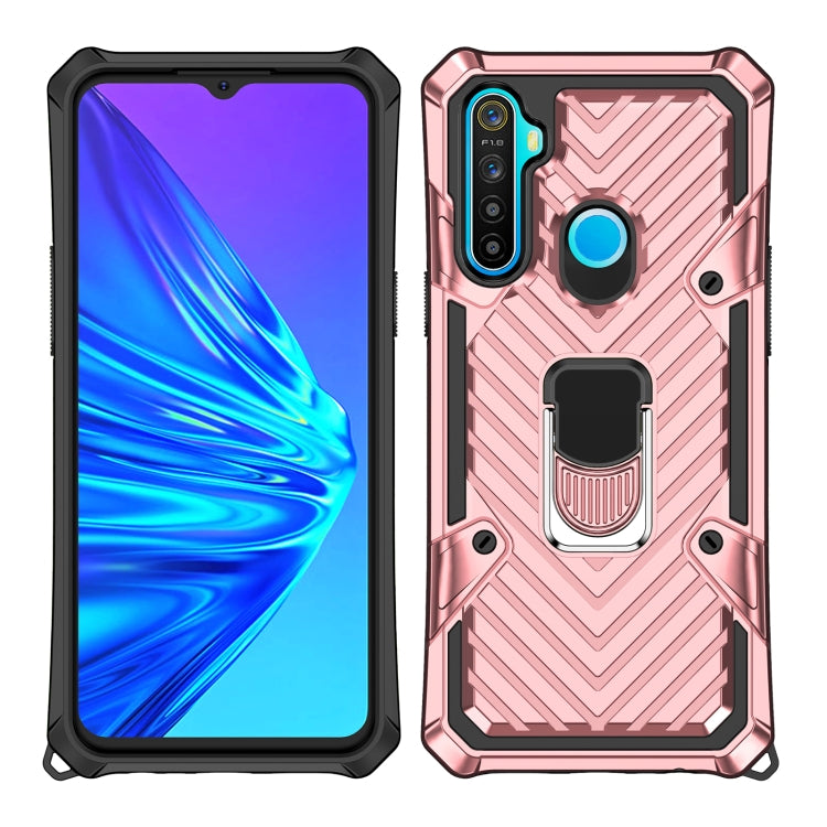 For OPPO Realme 5 Cool Armor PC + TPU Shockproof Case with 360 Degree Rotation Ring Holder