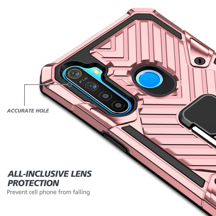 For OPPO Realme 5 Cool Armor PC + TPU Shockproof Case with 360 Degree Rotation Ring Holder