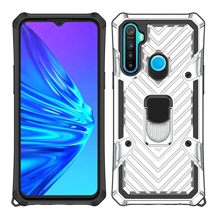 For OPPO Realme 5 Cool Armor PC + TPU Shockproof Case with 360 Degree Rotation Ring Holder