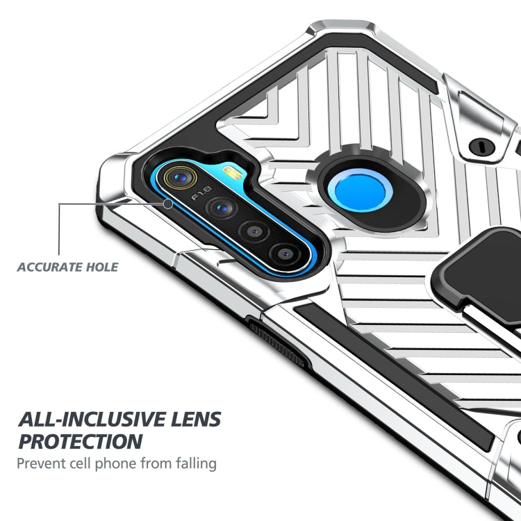 For OPPO Realme 5 Cool Armor PC + TPU Shockproof Case with 360 Degree Rotation Ring Holder