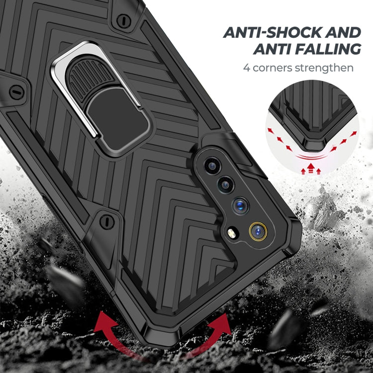 For OPPO Realme 6 Cool Armor PC + TPU Shockproof Case with 360 Degree Rotation Ring Holder