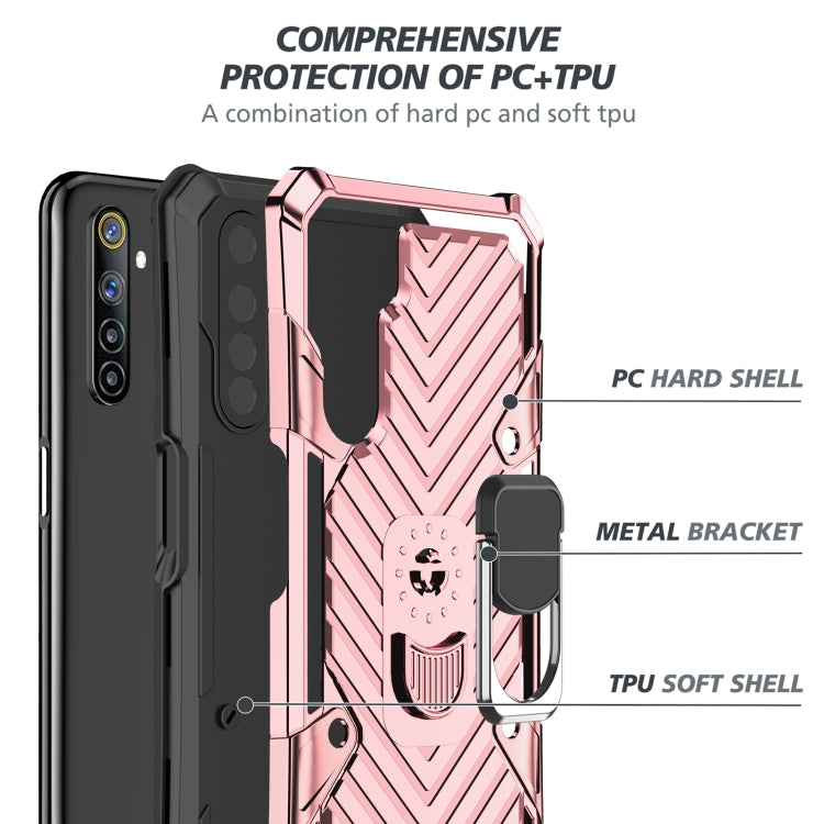 For OPPO Realme 6 Cool Armor PC + TPU Shockproof Case with 360 Degree Rotation Ring Holder