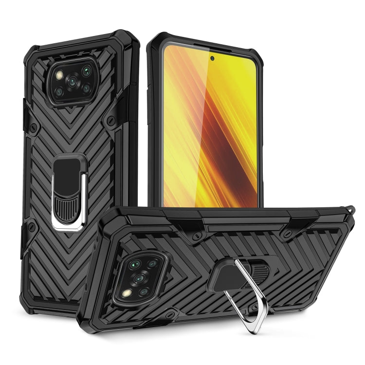 For Xiaomi Poco X3 NFC Cool Armor PC + TPU Shockproof Case with 360 Degree Rotation Ring Holder