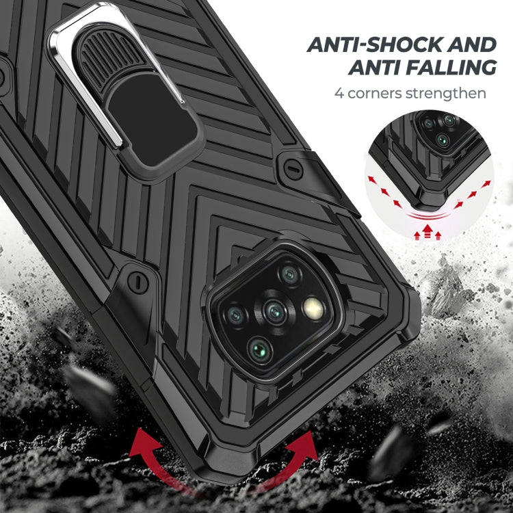 For Xiaomi Poco X3 NFC Cool Armor PC + TPU Shockproof Case with 360 Degree Rotation Ring Holder