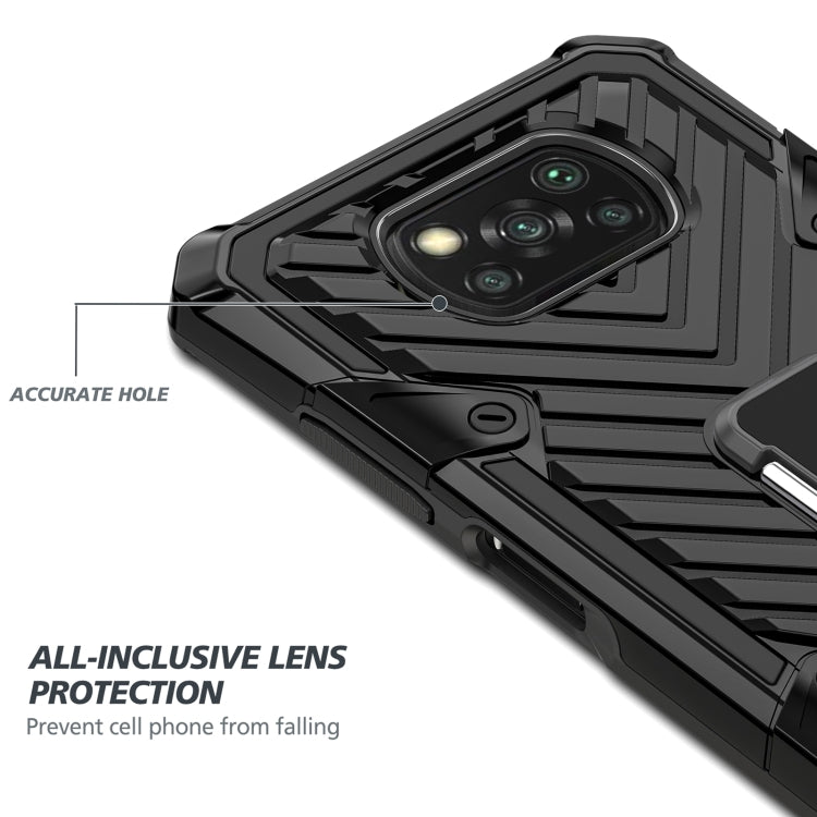 For Xiaomi Poco X3 NFC Cool Armor PC + TPU Shockproof Case with 360 Degree Rotation Ring Holder