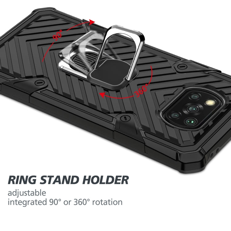 For Xiaomi Poco X3 NFC Cool Armor PC + TPU Shockproof Case with 360 Degree Rotation Ring Holder