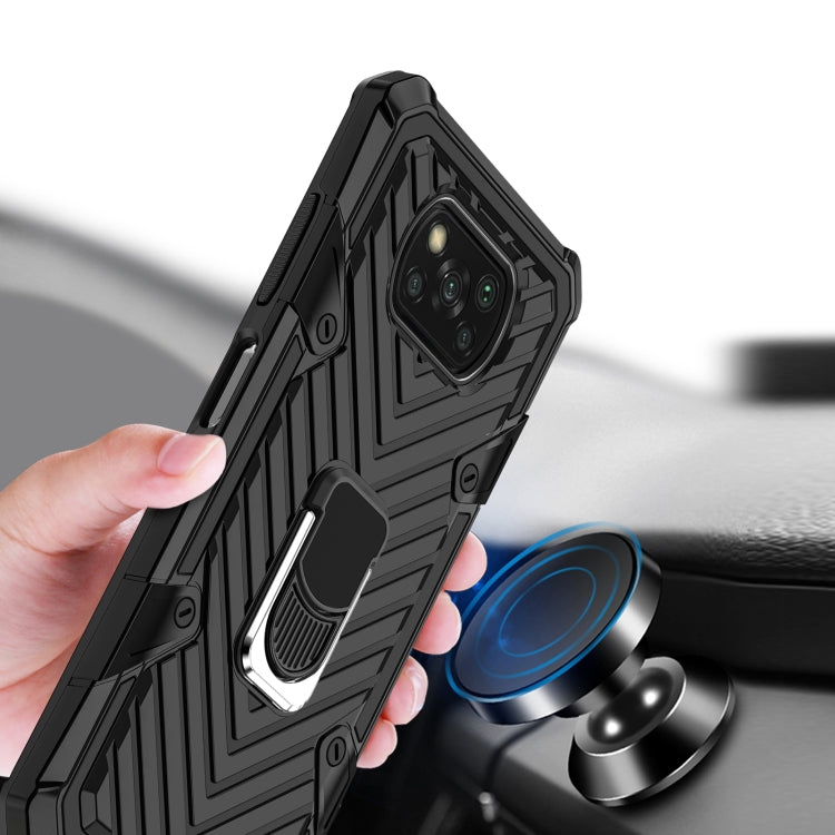 For Xiaomi Poco X3 NFC Cool Armor PC + TPU Shockproof Case with 360 Degree Rotation Ring Holder