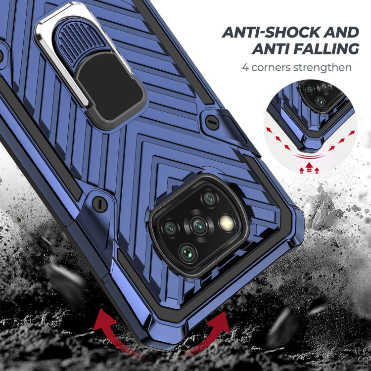 For Xiaomi Poco X3 NFC Cool Armor PC + TPU Shockproof Case with 360 Degree Rotation Ring Holder