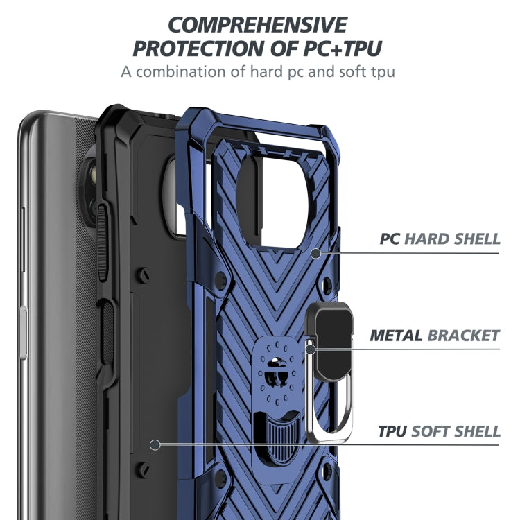 For Xiaomi Poco X3 NFC Cool Armor PC + TPU Shockproof Case with 360 Degree Rotation Ring Holder