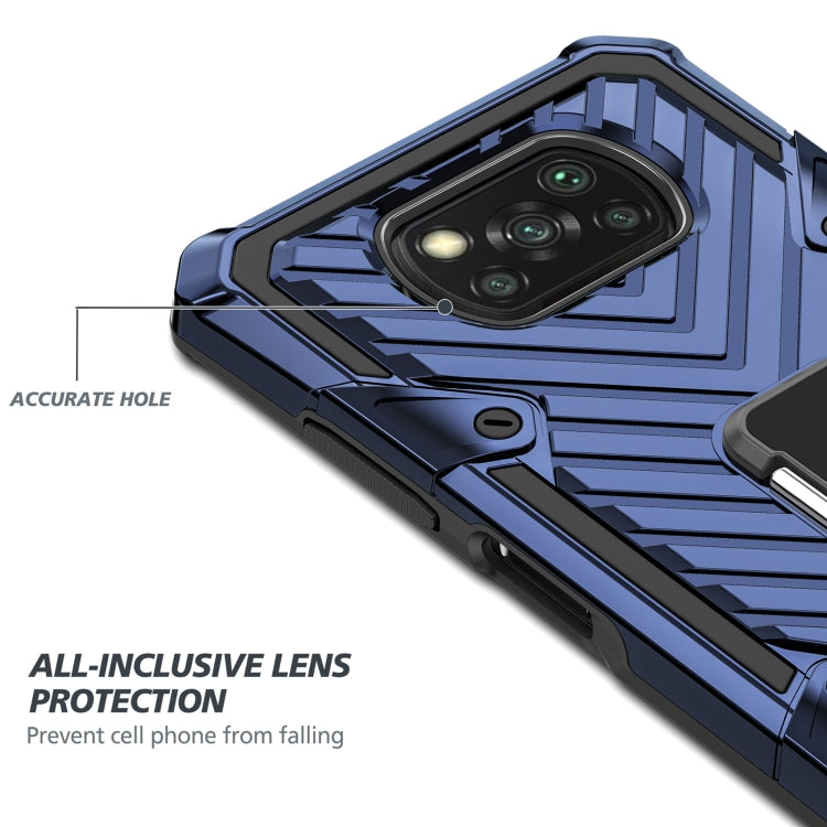 For Xiaomi Poco X3 NFC Cool Armor PC + TPU Shockproof Case with 360 Degree Rotation Ring Holder