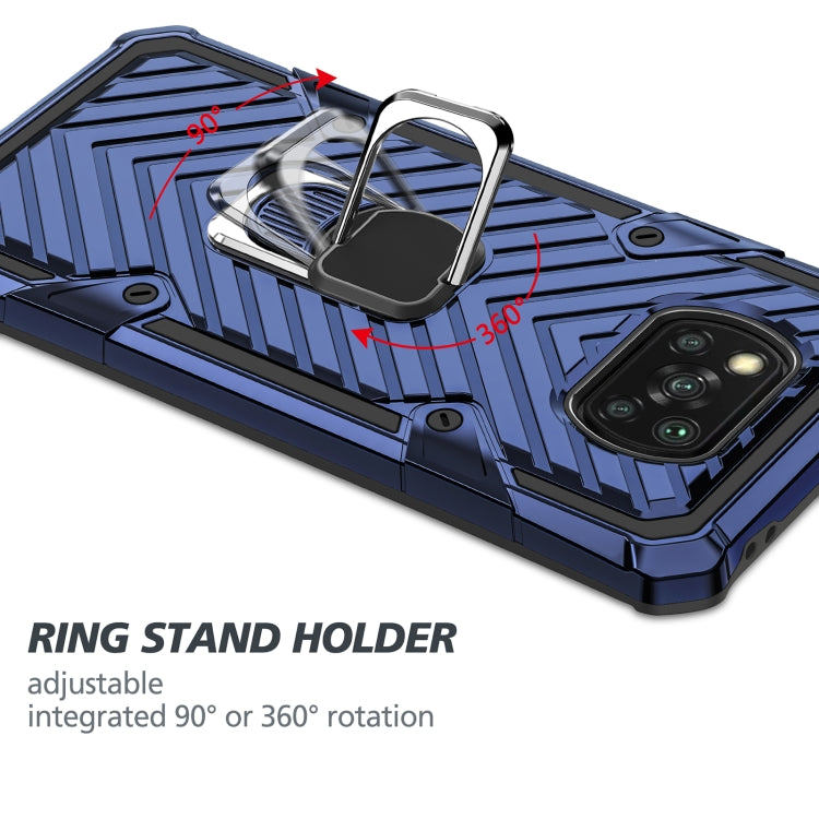 For Xiaomi Poco X3 NFC Cool Armor PC + TPU Shockproof Case with 360 Degree Rotation Ring Holder