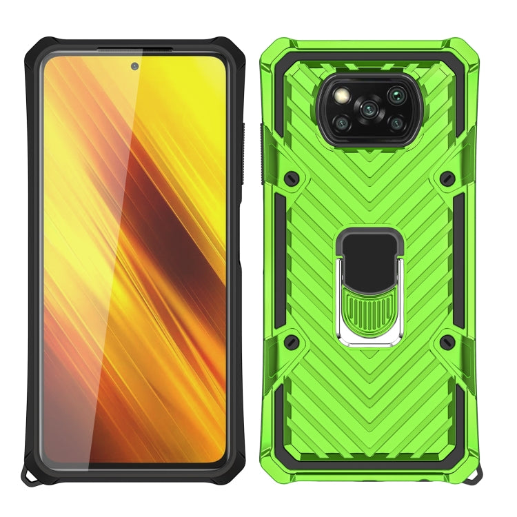 For Xiaomi Poco X3 NFC Cool Armor PC + TPU Shockproof Case with 360 Degree Rotation Ring Holder