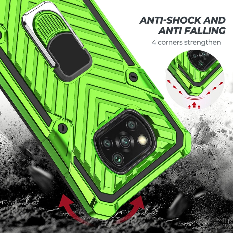 For Xiaomi Poco X3 NFC Cool Armor PC + TPU Shockproof Case with 360 Degree Rotation Ring Holder