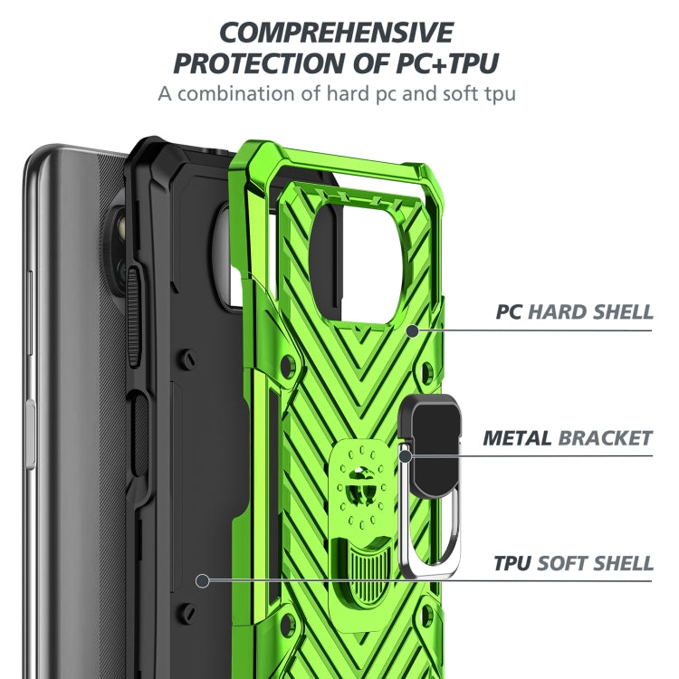 For Xiaomi Poco X3 NFC Cool Armor PC + TPU Shockproof Case with 360 Degree Rotation Ring Holder