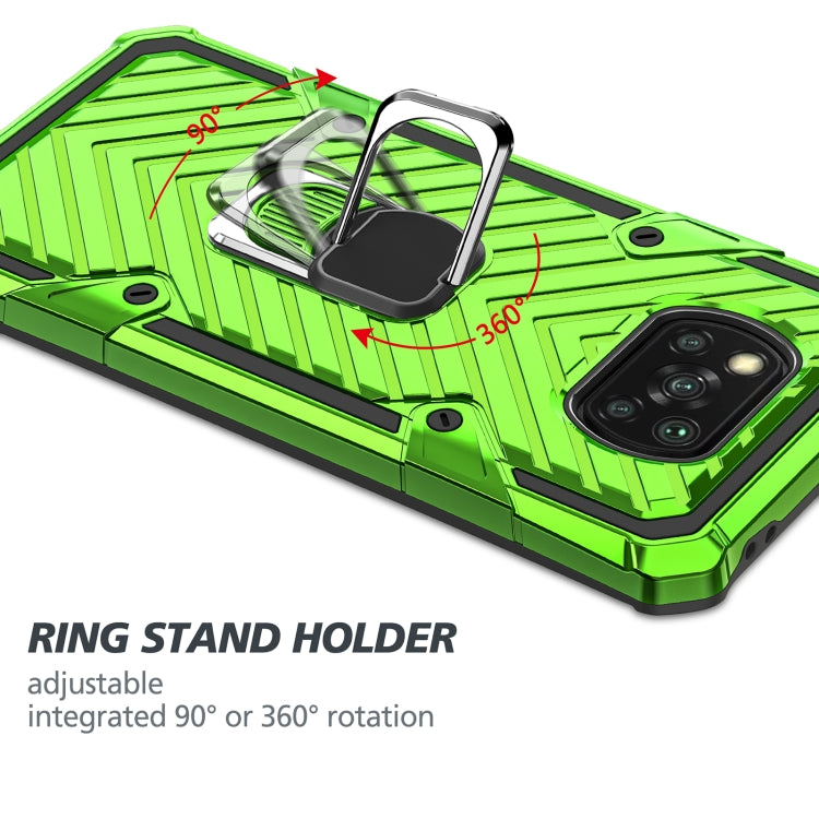 For Xiaomi Poco X3 NFC Cool Armor PC + TPU Shockproof Case with 360 Degree Rotation Ring Holder