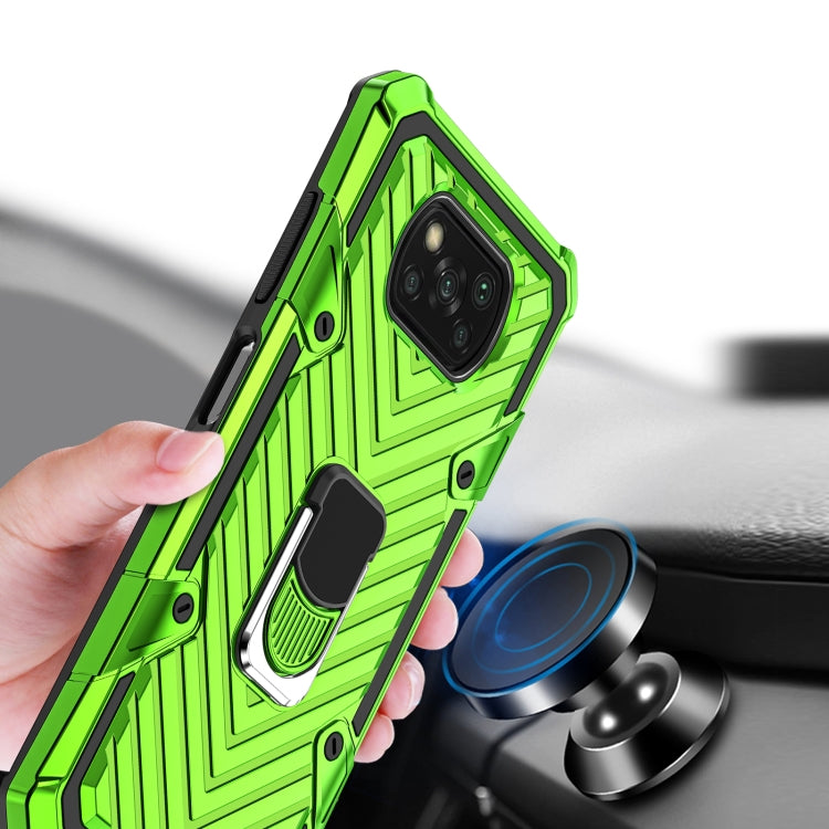 For Xiaomi Poco X3 NFC Cool Armor PC + TPU Shockproof Case with 360 Degree Rotation Ring Holder