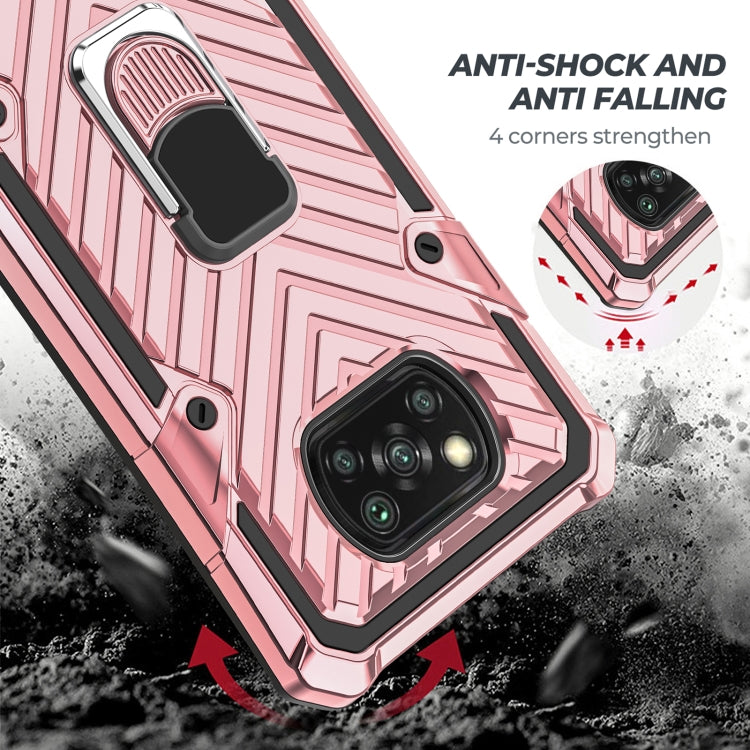 For Xiaomi Poco X3 NFC Cool Armor PC + TPU Shockproof Case with 360 Degree Rotation Ring Holder