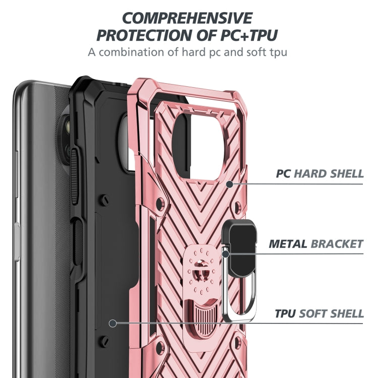 For Xiaomi Poco X3 NFC Cool Armor PC + TPU Shockproof Case with 360 Degree Rotation Ring Holder
