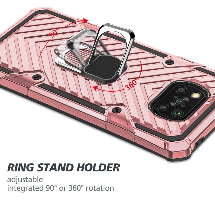 For Xiaomi Poco X3 NFC Cool Armor PC + TPU Shockproof Case with 360 Degree Rotation Ring Holder