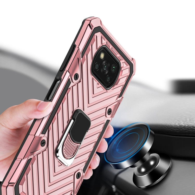 For Xiaomi Poco X3 NFC Cool Armor PC + TPU Shockproof Case with 360 Degree Rotation Ring Holder