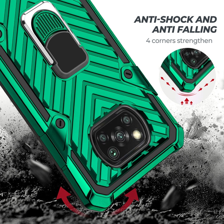 For Xiaomi Poco X3 NFC Cool Armor PC + TPU Shockproof Case with 360 Degree Rotation Ring Holder