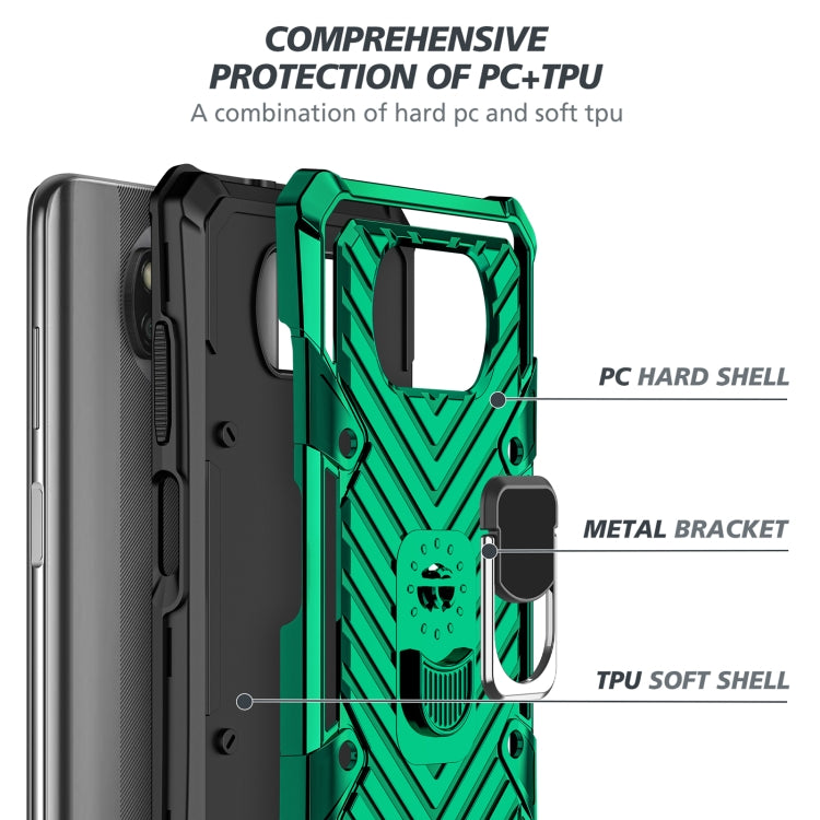 For Xiaomi Poco X3 NFC Cool Armor PC + TPU Shockproof Case with 360 Degree Rotation Ring Holder