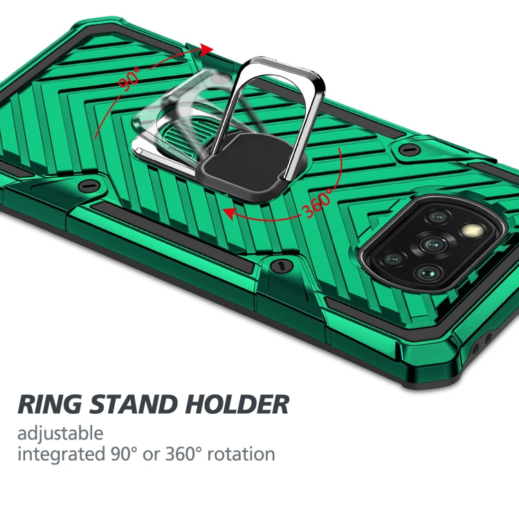 For Xiaomi Poco X3 NFC Cool Armor PC + TPU Shockproof Case with 360 Degree Rotation Ring Holder