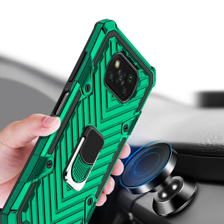 For Xiaomi Poco X3 NFC Cool Armor PC + TPU Shockproof Case with 360 Degree Rotation Ring Holder
