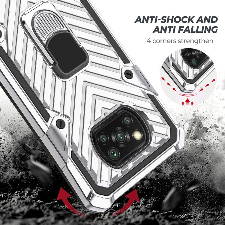 For Xiaomi Poco X3 NFC Cool Armor PC + TPU Shockproof Case with 360 Degree Rotation Ring Holder