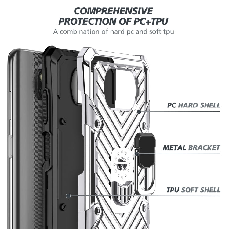 For Xiaomi Poco X3 NFC Cool Armor PC + TPU Shockproof Case with 360 Degree Rotation Ring Holder