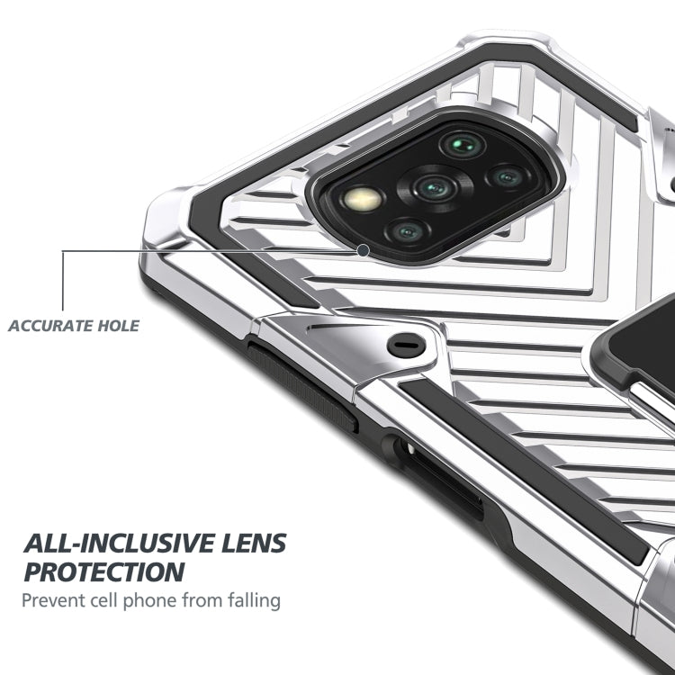 For Xiaomi Poco X3 NFC Cool Armor PC + TPU Shockproof Case with 360 Degree Rotation Ring Holder