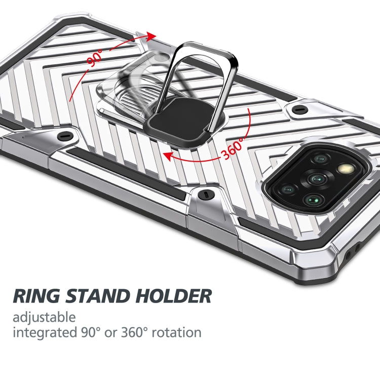 For Xiaomi Poco X3 NFC Cool Armor PC + TPU Shockproof Case with 360 Degree Rotation Ring Holder