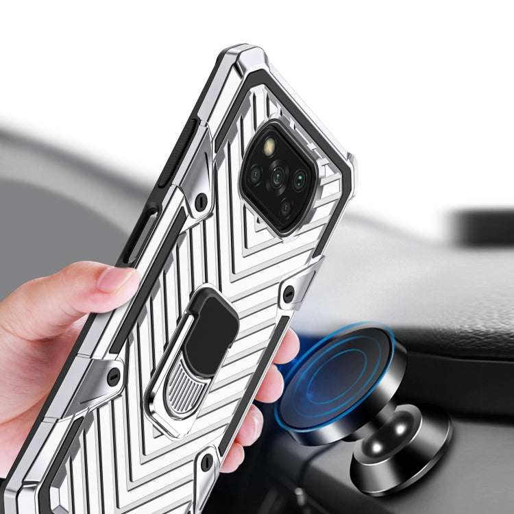 For Xiaomi Poco X3 NFC Cool Armor PC + TPU Shockproof Case with 360 Degree Rotation Ring Holder