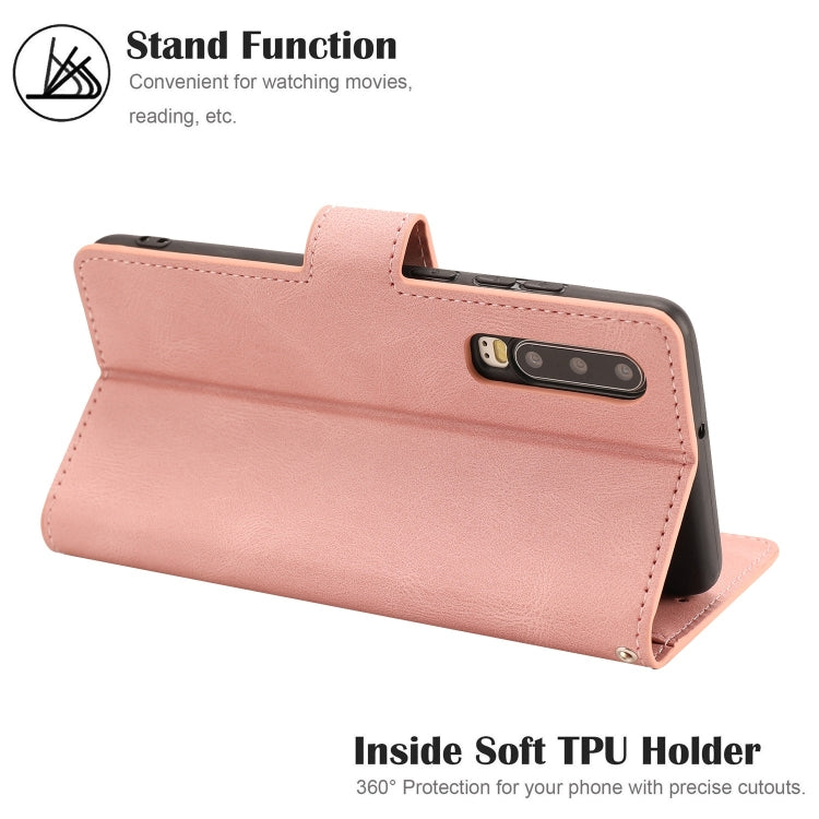 For Huawei P30 Fantasy Classic Skin-feel Calfskin Texture Magnetic Buckle Horizontal Flip PU Leather Case with Holder & Card Slot & Wallet