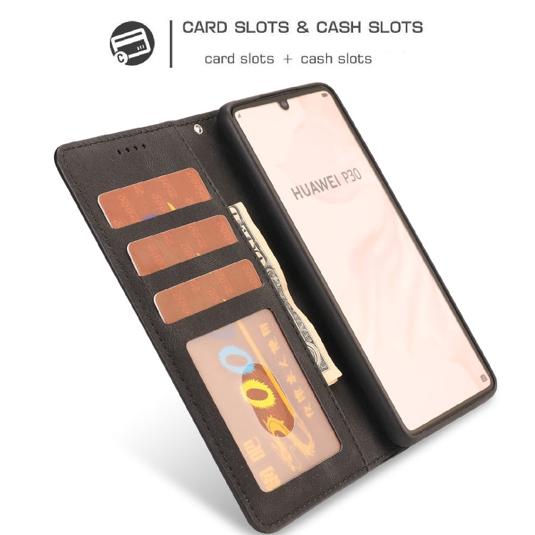 For Huawei P30 Fantasy Classic Skin-feel Calfskin Texture Magnetic Buckle Horizontal Flip PU Leather Case with Holder & Card Slot & Wallet